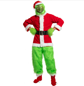 Costume de scène pour adultes, pantalon vert, monstre aux <span class=keywords><strong>cheveux</strong></span> verts, vêtements de fête, cosplay, costume de Père Noël, costumes de Noël en fourrure - Product Image 2