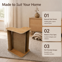 USMILEPET Maison pour chat en chêne naturel, lit pour chat, griffoir en carton, tunnel pour chat, lit combiné, grotte pour chat, pour chaton d'intérieur