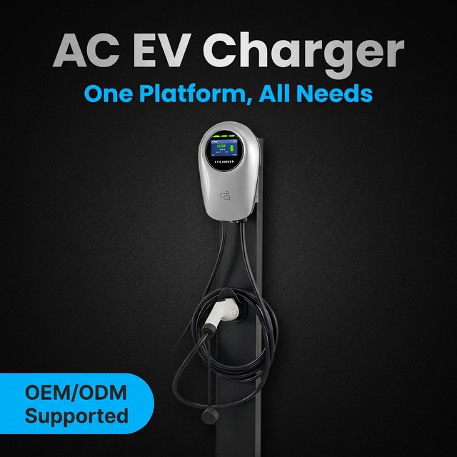 New Condition 7KW Smart Wall-mounted EVSE Charger Station 4.3" LCD Display Type2 Interface APP/RFID Enabled Charging Station