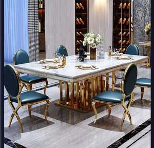 Đồ nội thất phòng khách Bắc Âu bàn ăn bằng đá cẩm thạch sang trọng Bàn Ăn Hiện đại đặt bàn ăn vàng - Product Image 2
