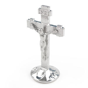 صليب يسوع الكاثوليكي اللاصق القائم بذاته، مصنوع من الفضة المنقوشة مع علامة INRI - Product Image 4