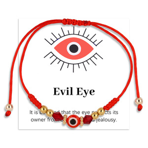 Braccialetto Artigianale con Occhio Turco Regolabile in Corda Rossa Intrecciata per Ragazze e Donne, Braccialetto dell'Amicizia per Regalo, Vendita all'Ingrosso - Product Image 1