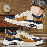 Chaussures de skate pour hommes tendance, en cuir synthétique bicolore, doublure en tissu respirant, confortables, légères, antidérapantes, chaussures décontractées pour jeunes