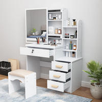 Commode de chambre à coucher avec tiroirs, coiffeuse miroir avec éclairage intégré