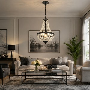 Lampes suspendues en cristal de luxe modernes, lustres noirs, éclairage suspendu pour la décoration intérieure - Product Image 1