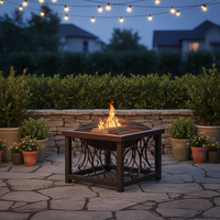 Brasero multifonctionnel carré en charbon de bois, table de feu extérieure pour patio et jardin