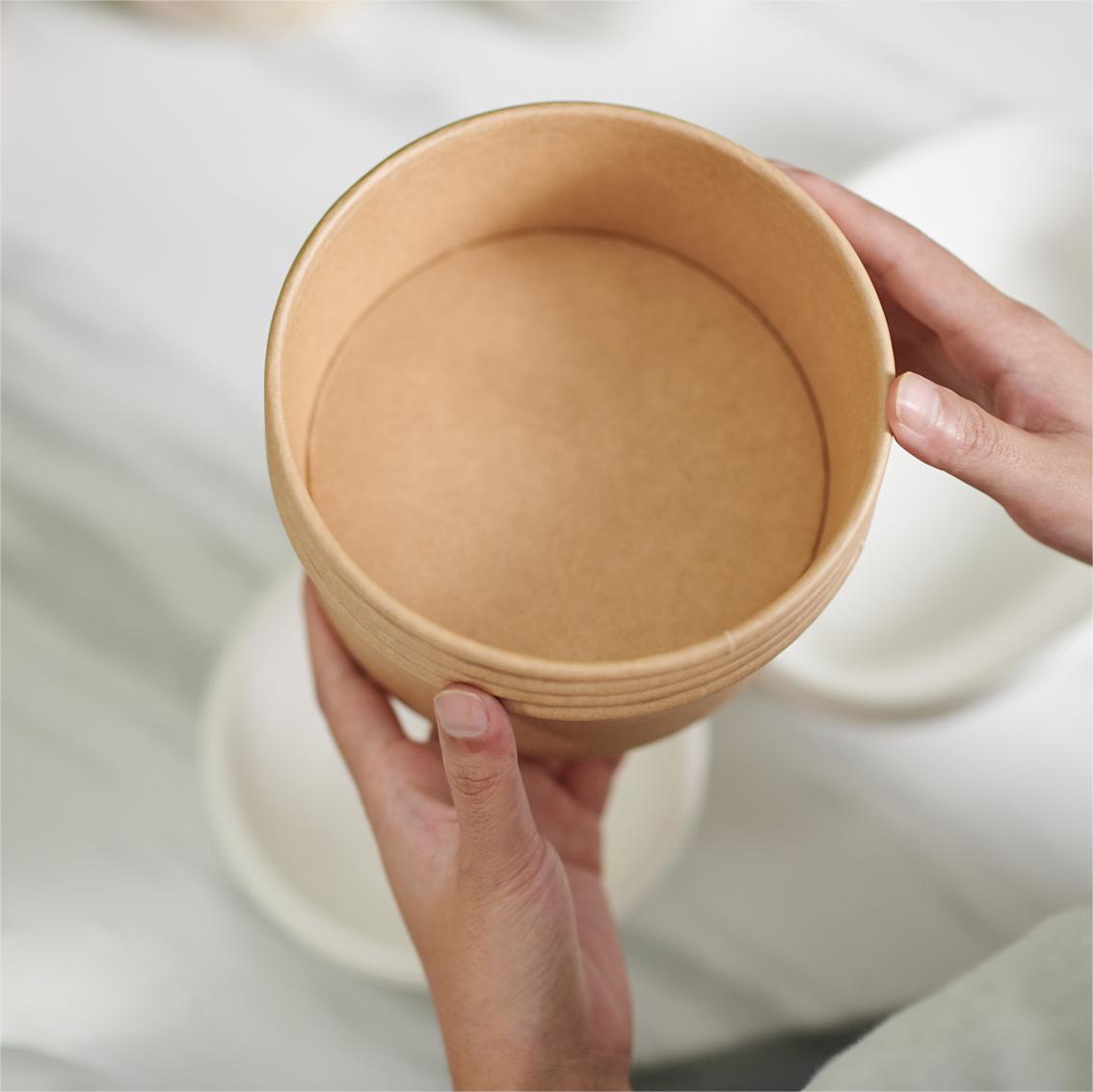Disposable Bio-degradable Custom Printed Food Grade Recycled White Kraft Paper Salad Bowl Noodle Bowl Cookie & Hamburger
