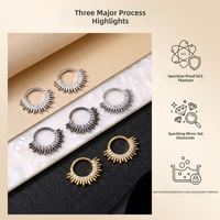 Cincin Klik Titanium G23 Halus untuk Tulang Hidung, Hiasan Bunga dengan Zirkon Multi-Cut, Cocok untuk Gaya Sehari-hari dan Malam Hari, untuk Anak-anak, 18K