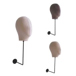 Tête de mannequin murale, support de perruque en velours, présentoir à chapeaux, support à chapeaux, présentoir à perruques, crochet long, support mural suspendu - Product Image 1