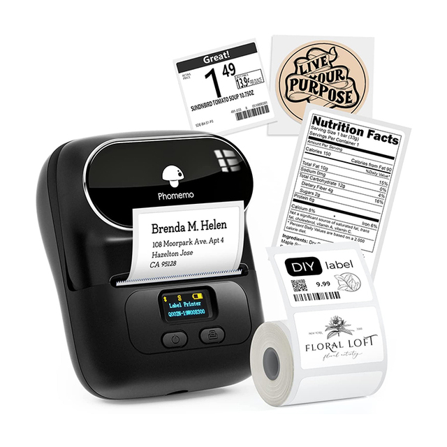 Upgraded Phomemo Label Printer M110 Barcode Printer Blue Tooth Portable Thermal Label Maker for Phone/Tablet/PC/Mac
