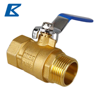 Robinet à bille en laiton forgé, filetage mâle et femelle MxF, pour eau, gaz, huile, robinet d'arrêt, finition laiton naturel, raccord de plomberie