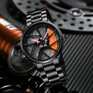 Drop Shipping Personality Quartz Watches <b>Car</b> Wheel Rotating Watch Trendy for Men Reloj <b>Car</b> Flywheel Hollow Waterproof Wristwatch - Product Image 2