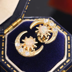 Orecchini a lobo placcati in argento con pietra opale per donna, regalo romantico, gioielli alla moda, orecchini in lega. - Product Image 4