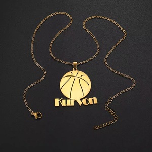 Wholesale Custom <b>Name</b> Gold Plated Basketball Pendant Necklace Unisex Hiphop <b>Chain</b> Stainless Steel Jewelry Everyday Wear - Product Image 5