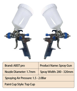 Pistola de Pulverización Profesional de Alta Calidad ABST Pro HVLP para Automóviles, Aleación de Aluminio OEM, Tanque de 600 ml, Alimentación por Gravedad, Boquilla de 1.7 mm, Alcance de Pulverización de 15-35 cm - Product Image 4