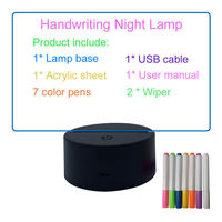 Lampe tableau lumineux avec 7 couleurs, marqueurs effaçables, tableau lumineux réinscriptible pour bureau, chambre d'enfant, veilleuse LED, décoration de chambre