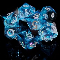 Jeu de dés DND en résine, design sable noyau-galaxie brillante, bords tranchants, parfaitement adapté aux jeux de rôle