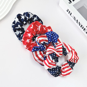 Coleteros Grandes con Diseño Patriótico de la Bandera de EE. UU., Bandas Elásticas para el Cabello de Tela Suave, Accesorios para Peinados de Fiesta del 4 de Julio - Product Image 4