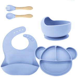 Juego <span class=keywords><strong>de</strong></span> Vajilla Infantil <span class=keywords><strong>de</strong></span> Silicona con Logotipo Personalizado, Platos, Baberos, Manteles Individuales, <span class=keywords><strong>para</strong></span> Bebés, en Existencia en Fábrica - Product Image 5