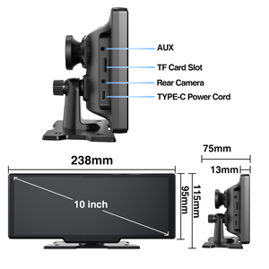 10.26 인치 무선 및 와이어 carplay 안드로이드 자동 BT FM WIFI 앱 제어 대시 보드 듀얼 렌즈 4K 듀얼 대시 캠 자동차 <span class=keywords><strong>DVR</strong></span> - Product Image 2