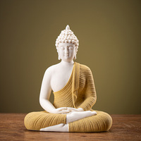 Brûleur d'encens à refoulement en céramique en forme de Bouddha Guanyin Bodhisattva avec lampe LED, pour bois de santal aromatique