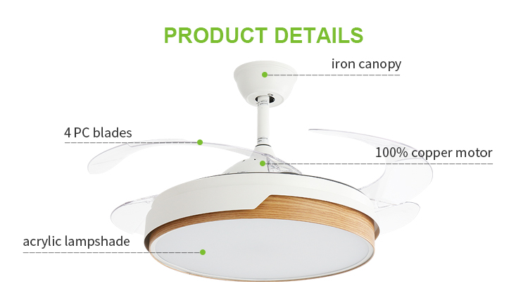 Breezelux modern Three Color Changing 42 Inch Led Light Chandelier Ceiling Fan Light For Restaurant