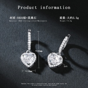Luxury S925 Sterling Silver Heart Cut VVS <strong>D</strong> Color 1carat Moissanite Earrings <strong>Necklace</strong> for Women Engagement and Wedding Jewelry - Product Image 5