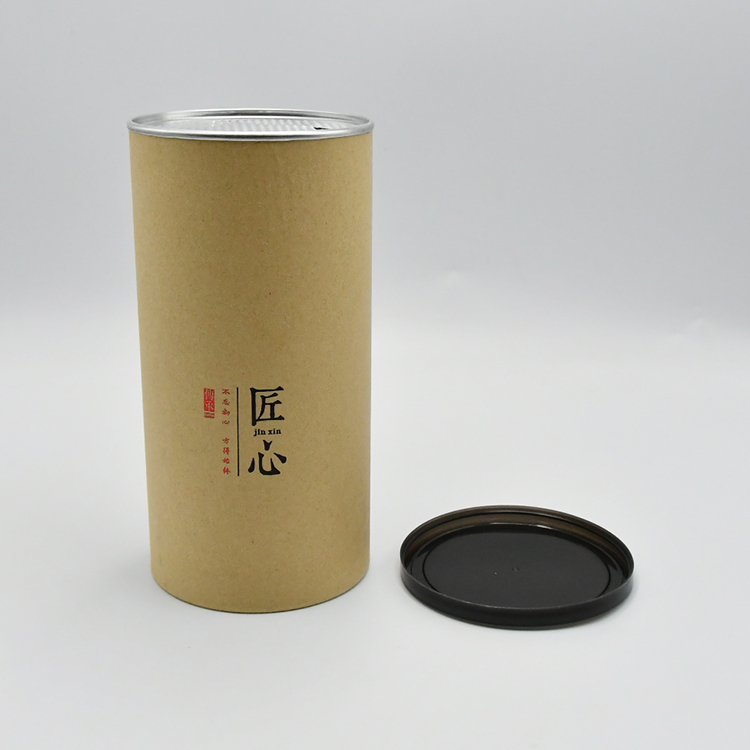 Écologique réutilisé par thé de tube de papier d'emballage conçoivent l'emballage en fonction du client de tube de papier de nourriture pour le thé avec le couvercle en métal