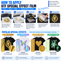 Film à Effet Spécial DTF, Film Holographique Doré Argenté, Paillettes Luminescentes, Film de Transfert Thermique pour T-shirts