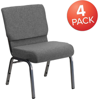 Chaise de salle à manger empilable en tissu gris de qualité commerciale, durable et personnalisable, pour église, avec revêtement en tissu noir – Vente en gros