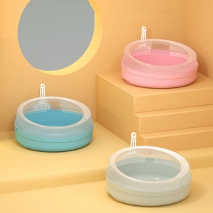 Fournitures pour chats, toilette pour chat semi-fermée anti-éclaboussures, bac à litière pour chat de grande et petite taille - Product Image 1