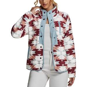Chaqueta de lana de invierno Reversible para mujer 2025, chaqueta con capucha y botones, bolsillos, abrigo ligero con estampado azteca occidental para - Product Image 6