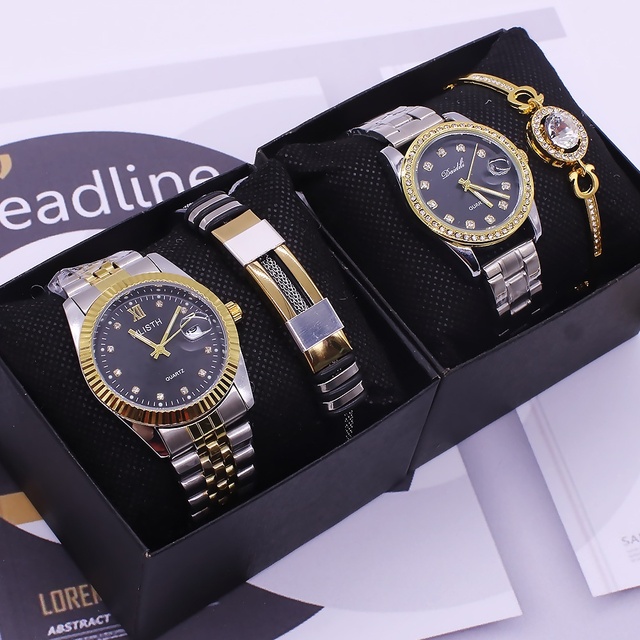 Couples Wrist Watch Set Men's Women's Pair Alloy Fashionable Waterproof Quartz Watch
