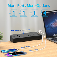 Bloc multiprise de bureau à 4 prises avec pince amovible, port USB-C et interrupteur, prise UK/US/EU 13A, bande d'alimentation de bord de bureau