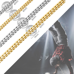 थोक 316एल 4 मिमी 6 मिमी स्टेनलेस स्टील क्यूबन चेन हार पुरुष फैशन आभूषण डिजाइन - Product Image 5