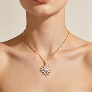 Collar al por Mayor Hengdian, Oro 18K para Mujer, Latón Chapado en Oro 18K, Colgante de Estrella Radiante con Circonita Cúbica AAA - Product Image 2