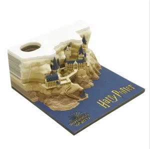 Mới đến Harry lâu đài phong cách 3D Memo Pad lớp rách ra khối lưu ý cho văn phòng trang trí và tặng quà