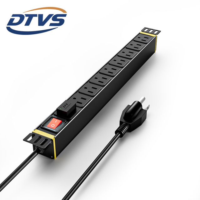 Industrial Grade 15A 8-Outlet Rack PDU Secure SPD Protection | 110V-250V Aluminum Alloy Power Distribution for Server Cabinets