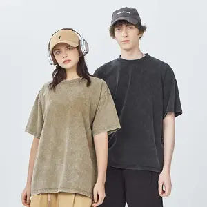 Tùy Chỉnh Cộng Với Kích Thước Mens Drop Shoulder Dày Quá Khổ Áo Thun Axit Rửa T Áo Sơ Mi Cổ Điển Quần Áo Cổ Điển T Áo Sơ Mi