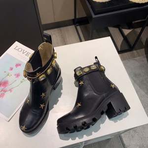 Botas de Tacón Alto para Mujer, Diseño de Lujo con Bordado de Abeja y Pedrería, Botines de Tacón Grueso - Product Image 5