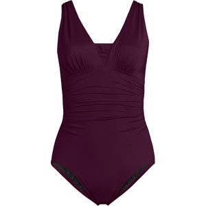 Traje de baño de una pieza para mujer, con cuello en V profundo, fruncido, control de abdomen, resistente al cloro, de elastano y poliéster, tipo faja moldeadora - Product Image 3