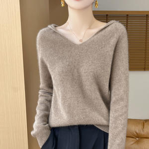 <b>Women's</b> Winter Casual Wool Knitted Sweater Half <b>Turtleneck</b> Double-Ply Thickened Loose Raglan Bottoming <b>Top</b> with Front Logo - Product Image 3