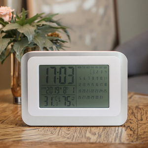 Màn hình lớn <span class=keywords><strong>LCD</strong></span> hiển thị kỹ thuật số điện tử lịch nhiệt độ và độ ẩm snooze Đồng hồ báo thức - Product Image 2