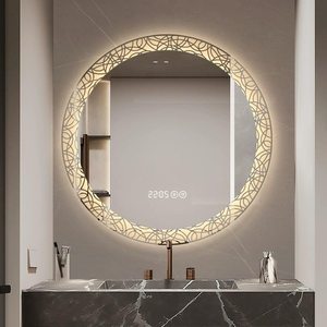 Espejo de <span class=keywords><strong>Baño</strong></span> Inteligente LED con Pantalla Táctil Redonda de Diseño Simple Personalizado, Decoración para Colgar en la Pared - Product Image 2
