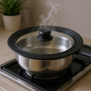 Tapa Multifuncional ELO con Vidrio y Asa Negra para Sartenes - Product Image 3