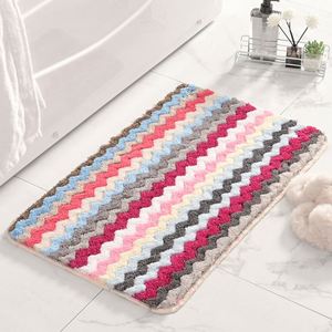 Colorful Wave Patterned Anti-Slip Floor <b>Mat</b> Absorbent Non-Slip Polyester Bathmat for Bedroom Hotel and Home Bathroom Use - Product Image 2