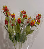 Jarrey New 3 Heads Künstliche Herrliche Flamme Feuer Lily Gloriosa Superba Seiden blumen Zweig für Home Wedding Christmas Decor