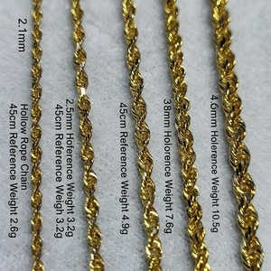 สร้อยคอเชือกทองคำแท้ 18K ยี่ห้อ Xinfly รุ่น AU750 ขนาด 1.9 มม.-6.0 มม. ปรับขนาดได้ สลักโลโก้ได้ สไตล์อิตาลี ขัดเงาอย่างดี สำหรับผู้ชายและผู้หญิง - Product Image 3
