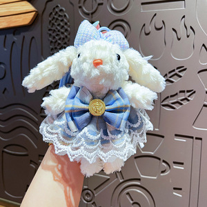 بيع بالجملة لطيف أفخم سلسلة المفاتيح قلادة الإبداعية أرنب طويل الأذنين المدرسية زوجين شنقا دمية هدية - Product Image 4