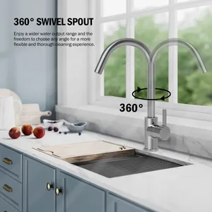JOMOO Decked Mounted Kitchen Faucet 360 Degree Swivel Kitchen Faucet Tap Cold And Hot Water Bar Sink Faucet